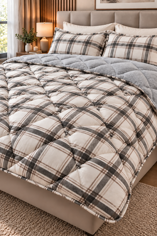 Set Piumino Matrimoniale Reversibile Color Crema