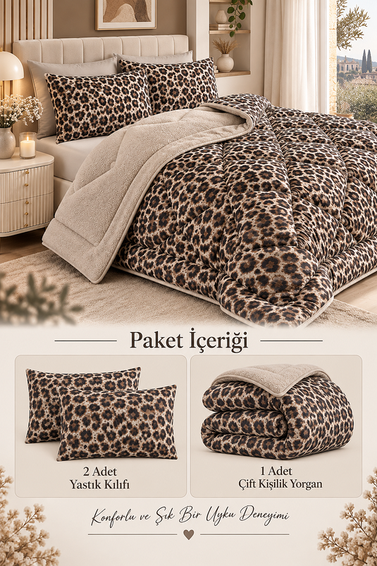 Wendbares Leoparden-Doppelbett-Set