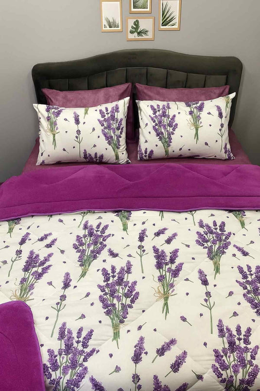 Double-Sided Purple Duvet Cover Set For 2 People