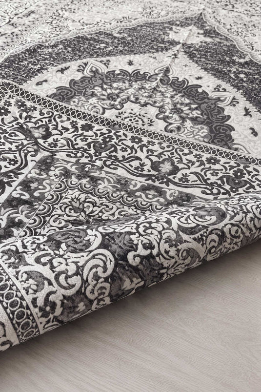 Çift Taraflı Desenli Kilim Gri