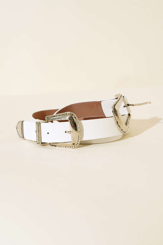 Ceinture à double boucle blanche
