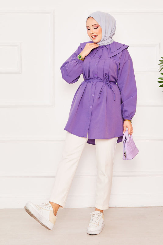 قميص حجاب برباط خصر مزدوج، أرجواني