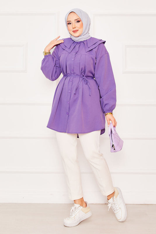 قميص حجاب برباط خصر مزدوج، أرجواني