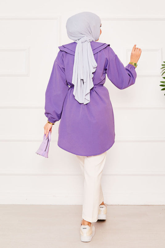 قميص حجاب برباط خصر مزدوج، أرجواني