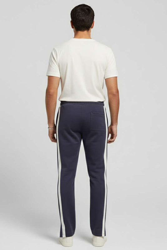 Pantalon de survêtement pour homme à double bande latérale, couleur fumée