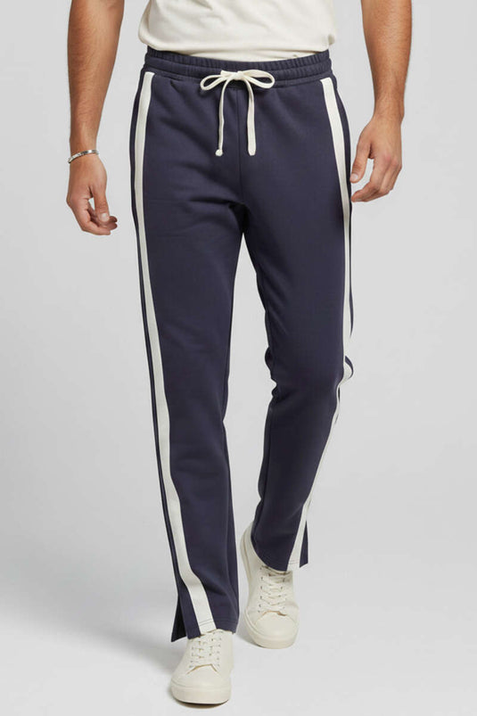 Pantalon de survêtement pour homme à double bande latérale, couleur fumée