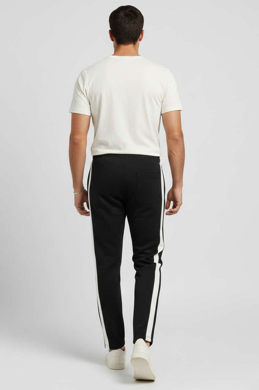 Pantalon de survêtement homme à double bande latérale noir