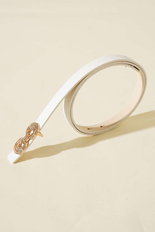 حزام أبيض مزدوج الاتجاه مع إبزيم