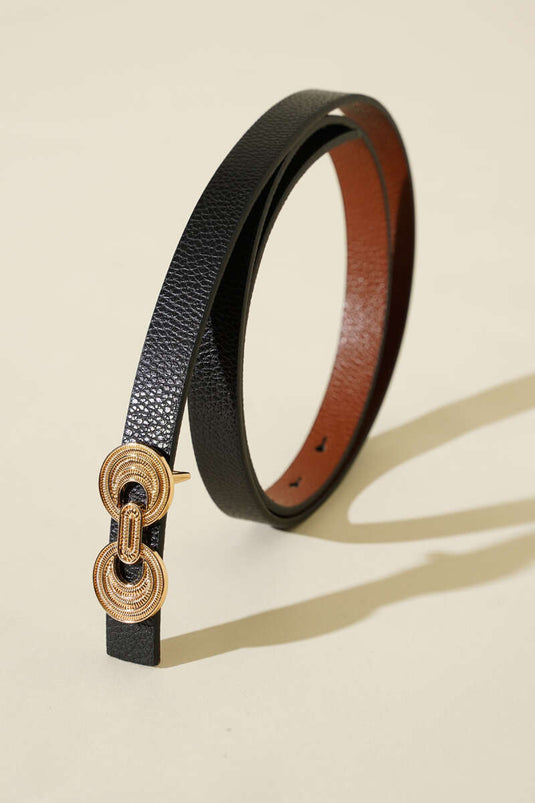 Ceinture à boucle double face noire