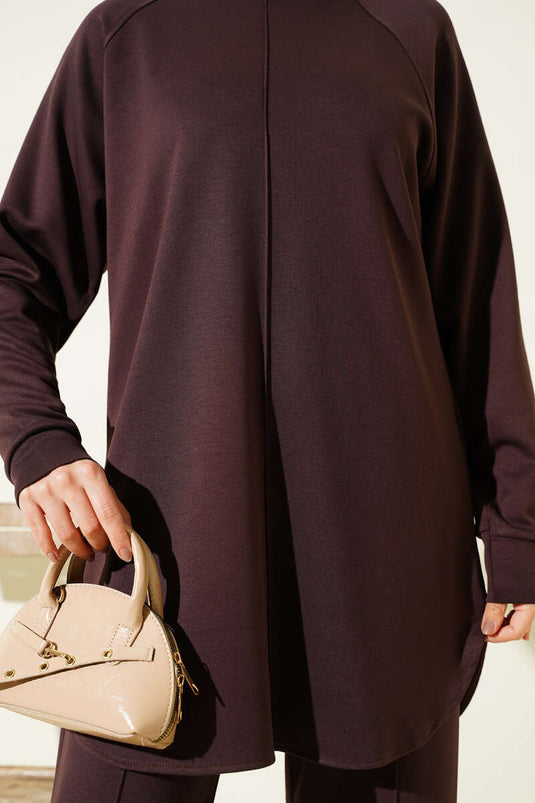 Ensemble double Loyşa avec détails Çıma, couleur café