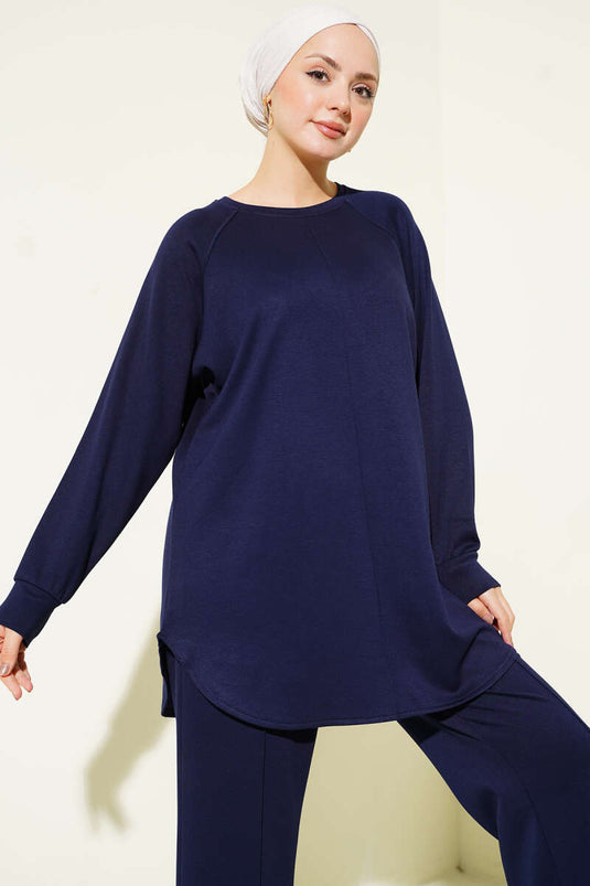 Pair of Loafers with Stitching Detail Navy Blue