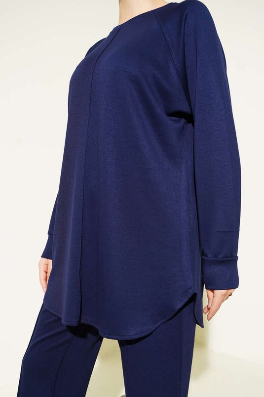 Pair of Loafers with Stitching Detail Navy Blue