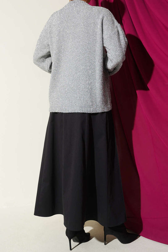 Jupe noire à ceinture et bande Çıma