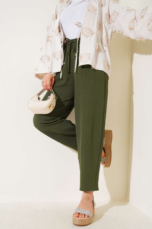 Chimali Belted Trousers Khaki
