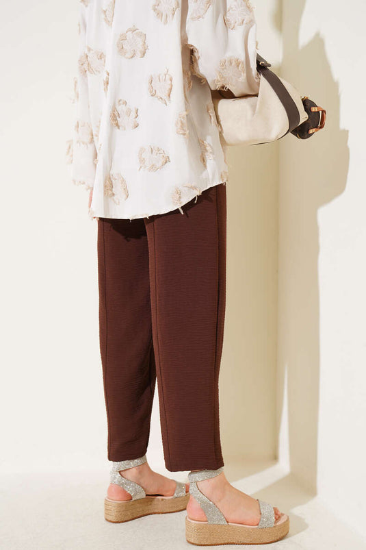 Chimali Waist-Tie Trousers, Coffee