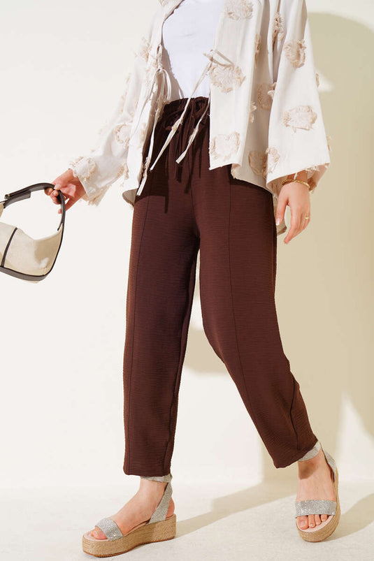 Chimali Waist-Tie Trousers, Coffee