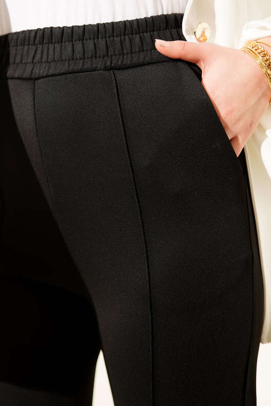 Pantaloni Scuba con Fondo a Tubo Nero