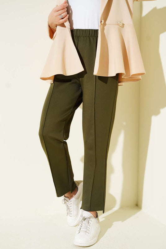 Çımalı Dar Paça Scuba Pantolon Haki