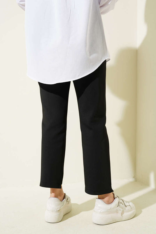 Slim Leg Scuba Broek met Rib Gat Zwart