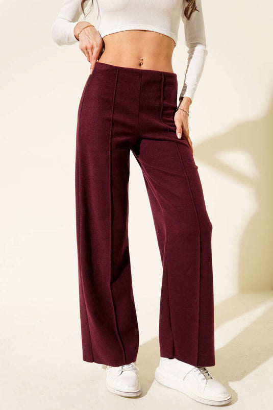 Pantalon large en cachemire (bordeaux)