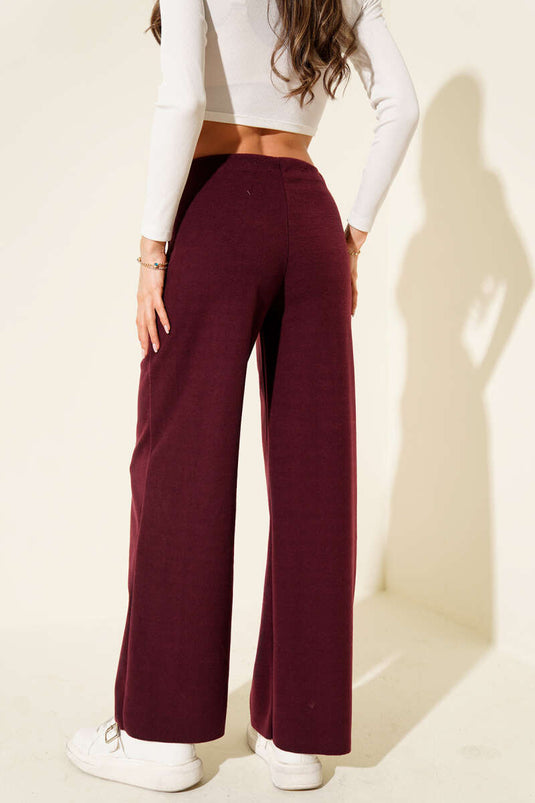 Pantalon large en cachemire (bordeaux)