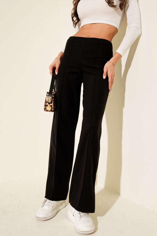 Chimali Wide Leg Cashmere Trousers Black