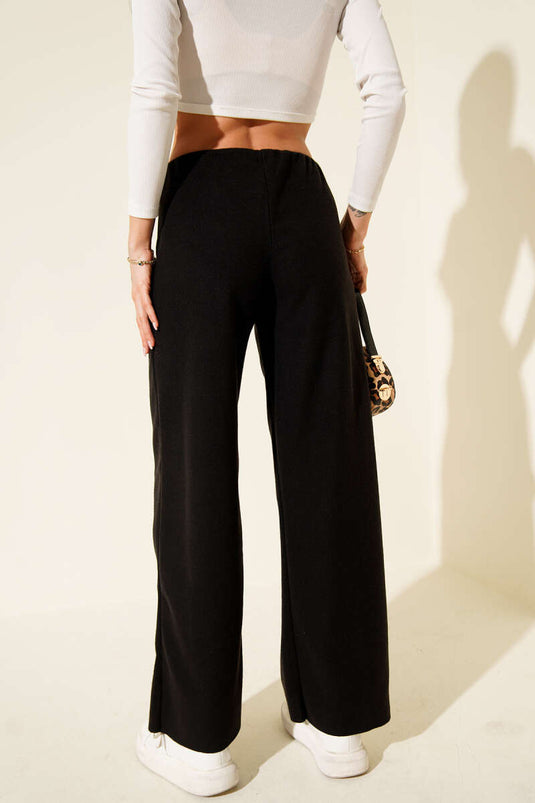 Pantalon large en cachemire noir Chimali