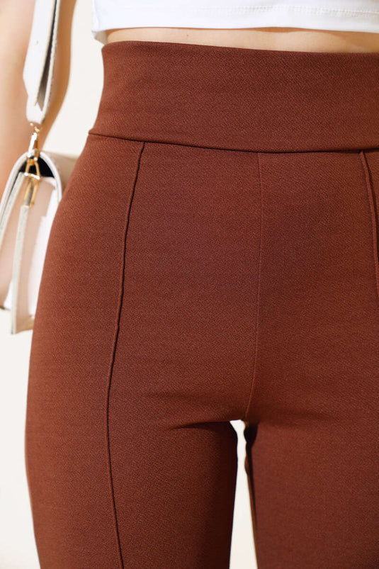 Pantalon Évasé Au Crochet Marron
