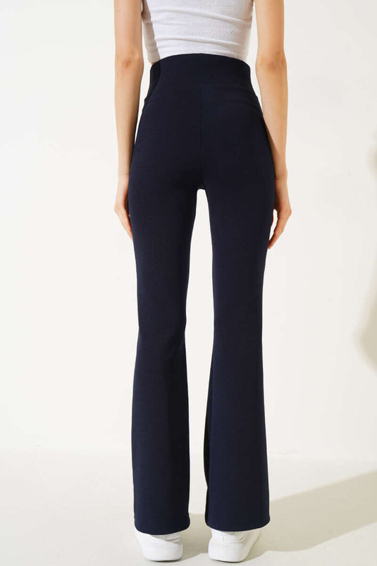 Pantalon évasé à pattes d'éléphant bleu marine