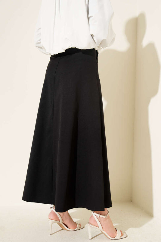 Basic Skirt with Removable Belt Black