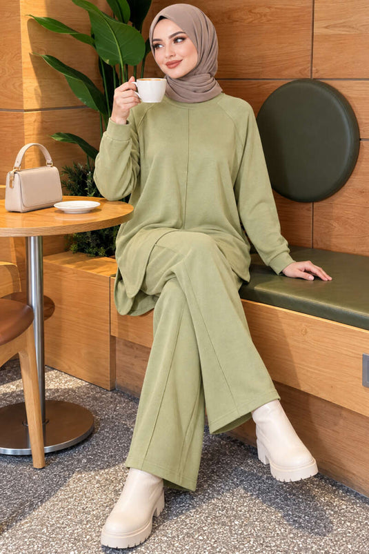 Ensemble Double En Dentelle Ovale Vert Calla
