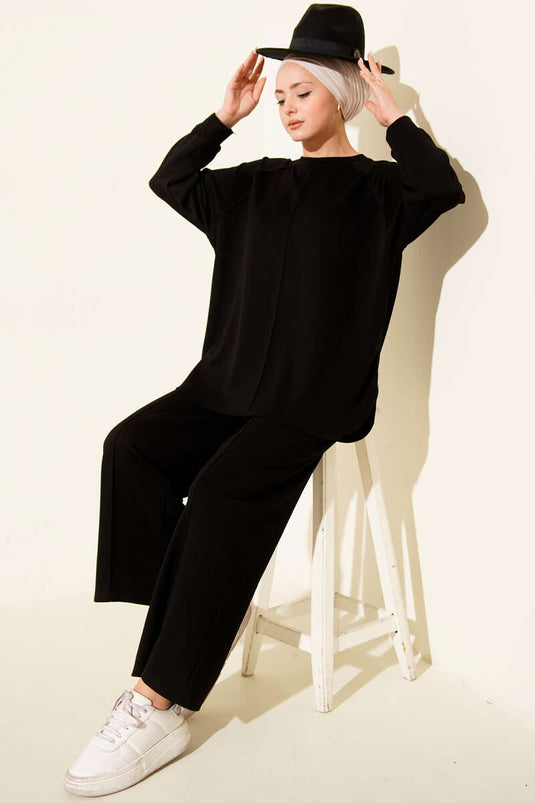 طقم لوح بيضاوي قابل للإزالة مزدوج أسود