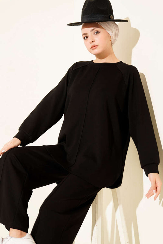 طقم لوح بيضاوي قابل للإزالة مزدوج أسود