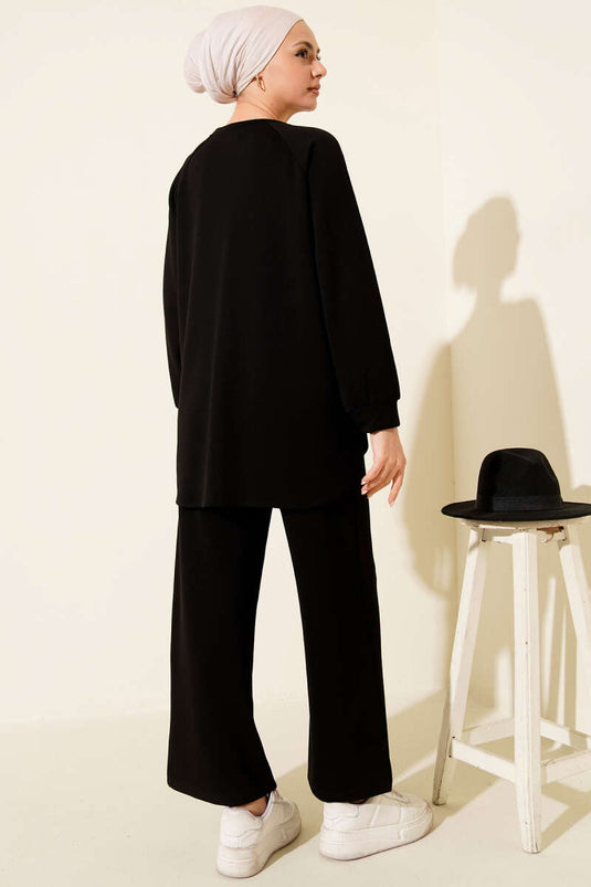 طقم لوح بيضاوي قابل للإزالة مزدوج أسود