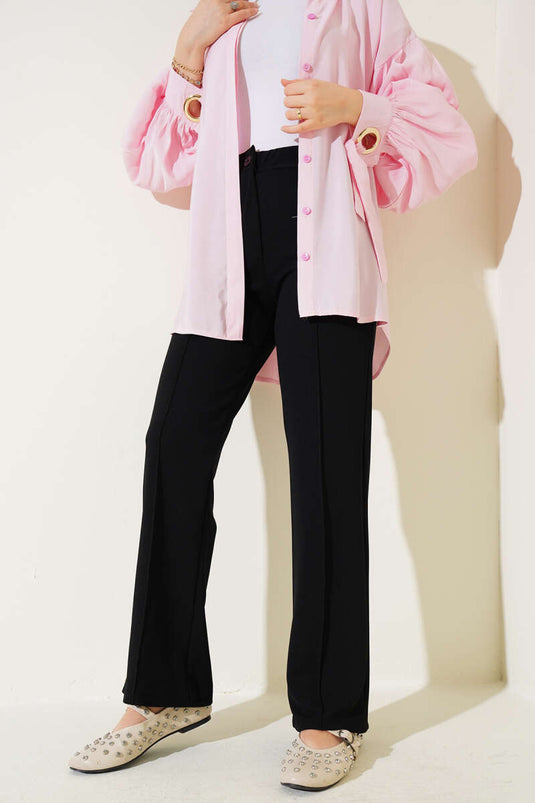 Çımalı Palazzo Pantolon Siyah