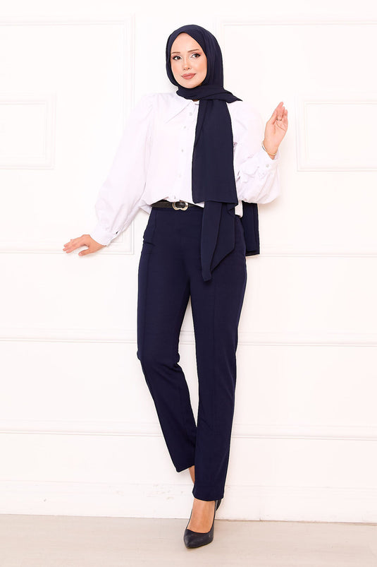 بنطلون حجاب أزرق داكن