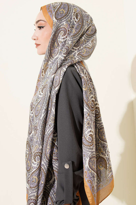 Çini Paisley Desen Şal Camel