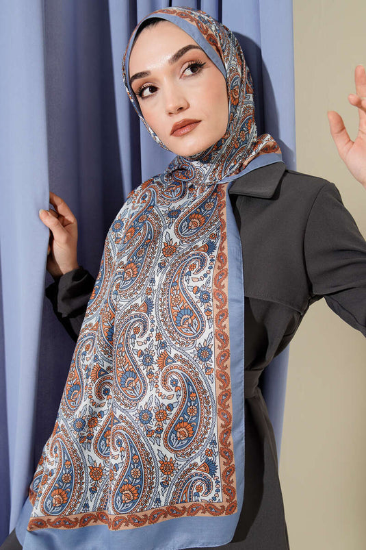 وشاح بتصميم بيزلي صيني أزرق ناعم