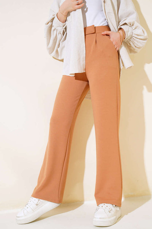 Velcro enkelt plisserede bukser Camel