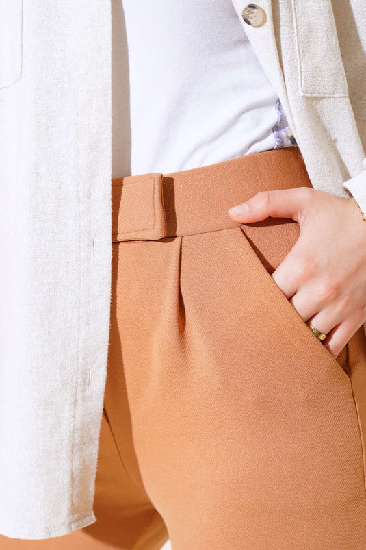 بنطلون فيلكرو بطية واحدة جملي