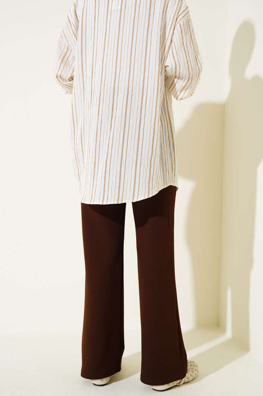 Pantalon Palazzo à Velcro Marron