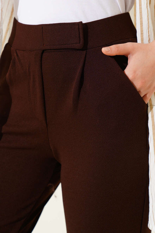 Pantalon Palazzo à Velcro Marron