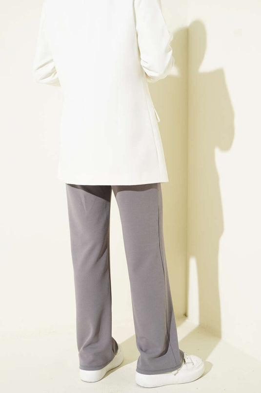 Cırtlı Palazzo Pantolon Kayrak Grisi