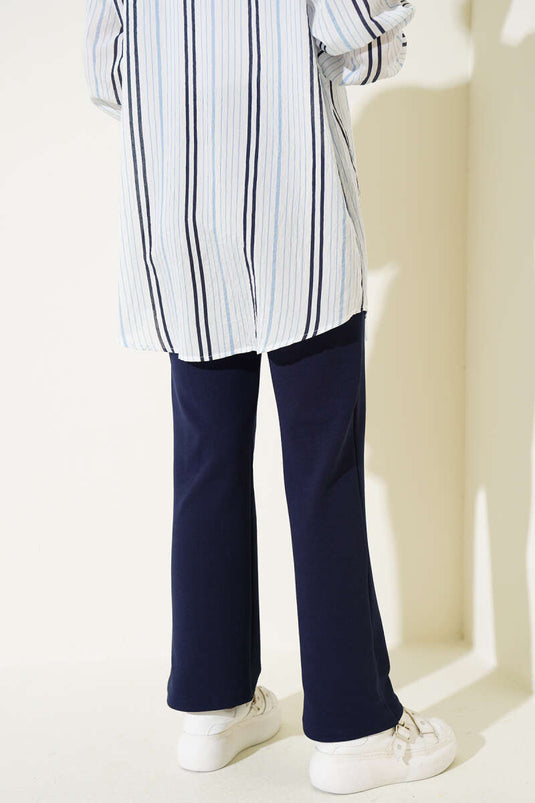 Pantalon Palazzo à Velcro Bleu Marine