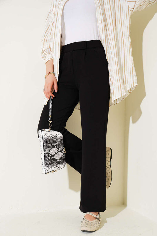 Pantalon palazzo noir à scratch