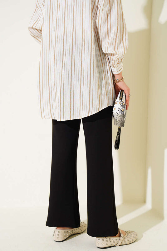 Pantalon Palazzo à fermeture auto-agrippante Noir