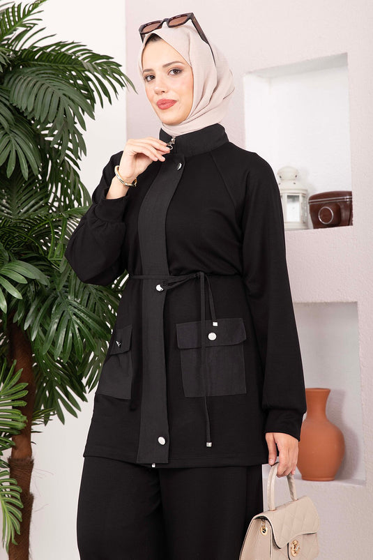 Ensemble Sport Deux Pièces Avec Pressions Et Détail À Nœud