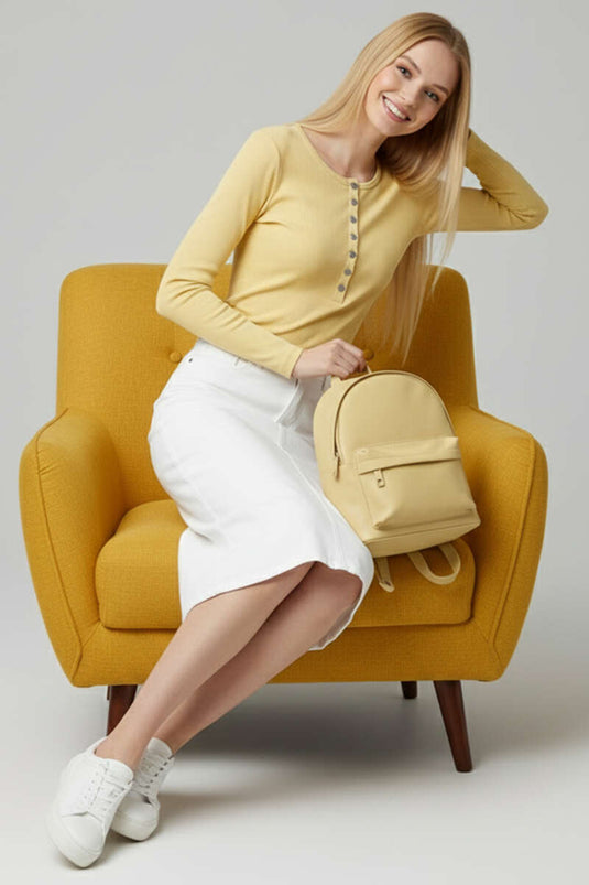 Blouse met drukknoopdetails, geel