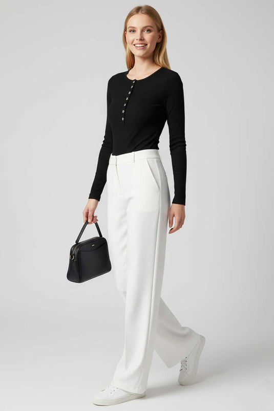 Chemisier noir à boutons-pression