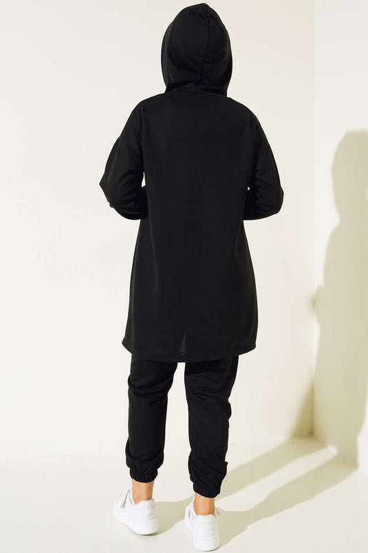 Costume Double Décoré De Boutons Pression Noir